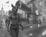  black&amp;white canine city futuristic greyscale jet male mammal monochrome shad3r topless wolf 