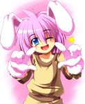  ;d animal_ears blue_eyes blush bunny_ears charat_sieles eternal_melody gloves looking_at_viewer one_eye_closed open_mouth pink_hair short_hair smile solo star tsuna_(al_dente) 