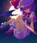  bad_id bad_pixiv_id bat_wings blue_hair corset floating full_moon hat highres light_trail looking_at_viewer moon puffy_sleeves red_eyes reia remilia_scarlet shoes short_hair short_sleeves smile socks solo touhou white_legwear wings 