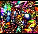  1girl abstract colorful dress female flandre_scarlet flower gradient_hair hat multicolored_hair ninomae rose solo touhou wings 