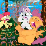  accident amber_eyes apple_bloom_(mlp) applebloom_(mlp) blood crying cub cutie_mark_crusaders_(mlp) dialog dialogue english_text equine eyes_closed female feral friendship_is_magic gavalanche green_eyes hair horn horse mammal my_little_pony outside pain pegasus pony purple_hair red_hair scootaloo_(mlp) sweetie_belle_(mlp) tears text tree two_tone_hair unicorn wings wood young 
