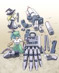  bolt cable futatsuki_hisame gloves hair_over_eyes hands kawashiro_nitori kirisame_marisa mecha multiple_girls repairing screw touhou two_side_up wrench 