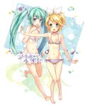  bad_id bad_pixiv_id bikini bikini_skirt blonde_hair blue_eyes blush flat_chest front-tie_top green_eyes green_hair groin hair_ribbon hatsune_miku kagamine_rin long_hair mikipa multicolored multicolored_polka_dots multicolored_stripes multiple_girls nail_polish navel open_mouth polka_dot polka_dot_bikini polka_dot_scrunchie polka_dot_swimsuit project_diva_(series) project_diva_f ribbon scrunchie shiny shiny_skin short_hair side-tie_bikini striped striped_bikini striped_swimsuit summer_idol_(vocaloid) swimsuit swimsuit_skirt swimwear_(module) thigh_gap toenail_polish twintails vocaloid wrist_scrunchie 