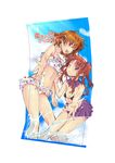  bikini brown_eyes brown_hair katase_minami long_hair misaka_mikoto multiple_girls one_eye_closed outline shirai_kuroko short_hair skirt splashing swimsuit to_aru_kagaku_no_railgun to_aru_majutsu_no_index twintails 