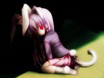  animal_ears bunny_ears bunny_tail cat_ears cat_tail glowing glowing_eyes izumi_yukiru long_hair long_sleeves open_mouth pink_hair red_eyes reisen_udongein_inaba smile solo tail touhou 