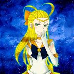  bishoujo_senshi_sailor_moon blonde_hair cosplay elbow_glove female kingdom_hearts larxene ribbon solo 