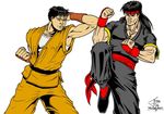  art bare_knuckle capcom crossover fight fighting final_fight gai_(final_fight) guy ninja sega shiva_(bare_knuckle) street_fighter 