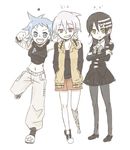  black_star blue_hair death_the_kid genderswap pants red_eyes ribbon soul_eater soul_eater_(character) 