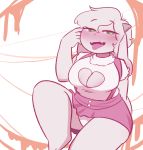  ahegao anthro asriel_dreemurr bangs big_breasts blush boss_monster breasts caprine channydraws cleavage clothed clothing crossgender cute_fangs female floppy_ears goat green_eyes looking_pleasured mammal panties seductive skirt solo thick_thighs tongue tongue_out undertale underwear video_games 
