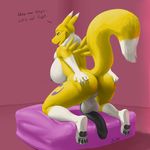  balls big_balls big_breasts big_penis black_penis blue_eyes breasts butt canine digimon english_text flaccid fluffy_tail fox fur herm hindpaw huge_breasts huge_penis intersex invalid_tag jindragowolf kneeling mammal nipples nude paws penis plantigrade presenting pussy raised_tail renamon soles solo spread_butt spreading text toes yellow yellow_fur 