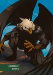  abs animarie_toons anthro avian bald_eagle biceps bird blue_eyes eagle feathers kneeling male muscles pecs solo tattoo vein wings 