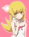  bare_shoulders blonde_hair dress konnota long_hair monogatari_(series) nisemonogatari oshino_shinobu pointy_ears solo yellow_eyes 