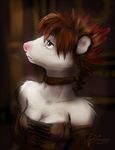  choker collar dress female hair koul mammal mice mouse pink_nose portrait red_hair rodent solo 