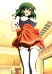  anna_miller blush breasts cosplay female green_hair highres kazami_yuuka short_hair socks touhou uniform waitress yadokari_genpachirou 