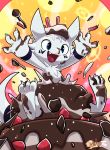  birthday blitzdrachin cake candle chibi dragon food invalid_tag open_mouth paws 
