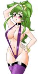  1girl breasts green_hair highres one_girl otakin04 panties ponytail solo underwear 