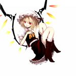  bad_id bad_pixiv_id blonde_hair boots flandre_scarlet full_body highres legs red_eyes short_hair side_ponytail simple_background solo tongue touhou white_background wings yoshimura_hinoe 