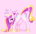  &lt;3 anus blush butt cutie_mark dialogue english_text equine female friendship_is_magic horn looking_back my_little_pony ponylicking presenting princess_cadence_(mlp) pussy pussy_juice solo teats winged_unicorn wings 