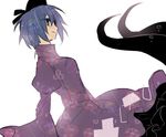 alternate_color alternate_hair_color bad_id bad_pixiv_id blue_eyes blue_hair ghost_tail hat long_sleeves multiple_tails mutsuki_(ama245) puffy_sleeves short_hair smile soga_no_tojiko solo tail tokin_hat touhou white_background 
