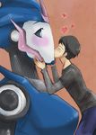  1boy 1girl arcee blue_eyes blush kijouyu kiss mecha robot_girl transformers transformers_prime 