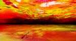  highres kazaana nightmare orange_(color) original planet red ruins scenery solo surreal water 