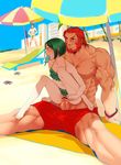  2boys bad_id bad_pixiv_id bar_censor barefoot beach beach_umbrella beard bikini bikini_aside black_eyes blush bob_cut censored chair clothed_sex cum cum_in_pussy day eyebrows facial_hair fate/zero fate_(series) food food_in_mouth frilled_bikini frills gae_buidhe gae_dearg gathers genderswap genderswap_(mtf) green_bikini green_hair height_difference hetero knees_up lancer_(fate/zero) looking_away looking_to_the_side lounge_chair male_swimwear midriff motsu_(kk_3) multiple_boys muscle navel nipples on_ground outdoors parted_lips penis petite planted_weapon popsicle public pussy red_eyes red_hair reverse_upright_straddle rider_(fate/zero) sensha_otoko sex shade shoggoth short_hair sitting sitting_on_lap sitting_on_person spread_legs stealth_sex swim_briefs swim_trunks swimsuit swimwear towel umbrella vaginal waver_velvet weapon wristband 