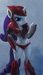  anthrofied armor blue_eyes boots cutie_mark equine eyeshadow female friendship_is_magic horn horse knock_out_(transformers) looking_at_viewer makeup mammal my_little_pony pony raikoh-illust rarity_(mlp) solo standing unicorn 