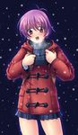  breath cold copyright_request ishii_akira purple_hair skirt snowing solo 