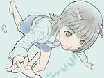  amami_haruka bad_id bad_pixiv_id barefoot blush bow foreshortening hair_bow idolmaster idolmaster_(classic) idolmaster_1 open_mouth shimano_natsume shoe_loss shoes shoes_removed single_shoe sketch solo tripping 