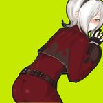  androgynous ash_crimson ass aya_(min412) belt bent_over blush freckles green_eyes hairband male_focus otoko_no_ko pants red_pants solo the_king_of_fighters white_hair 