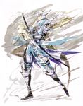  1girl absurdres armor helmet highres kasuga_(sengoku_basara) official_art samurai sengoku_basara sword tsuchibayashi_makoto uesugi_kenshin_(sengoku_basara) weapon 
