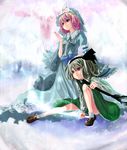  e.x.on hairband hat konpaku_youmu multiple_girls pink_hair saigyouji_yuyuko short_hair sword touhou weapon 