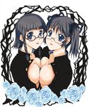  amaya_yuu breast_press breasts glasses large_breasts multiple_girls original symmetrical_docking 