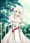  blue_eyes copyright_request solo sorachi_satoko traditional_media white_hair wings 