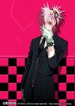  bad_id bad_pixiv_id cigarette copyright_request face formal gloves male_focus necktie pink_hair smoking solo ueda_toraji yellow_eyes 