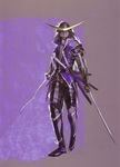  armor date_masamune_(sengoku_basara) helmet highres japanese_armor kabuto male_focus purple purple_background samurai sengoku_basara shoulder_armor sode solo sword tsuchibayashi_makoto weapon 