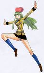  ashford_academy_uniform balancing blush c.c. code_geass green_hair hat kikuta long_hair marker_(medium) orobas panties pantyshot school_uniform skirt solo traditional_media underwear yellow_eyes 