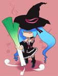  bad_id bad_pixiv_id blue_hair chibi closed_eyes hat hatsune_miku inemuri_uno long_hair solo spring_onion very_long_hair vocaloid witch_hat 