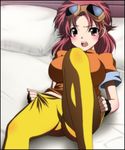  bed blush breasts dragon_quest dragon_quest_dai_no_daibouken highres lying lying_down maam pillow pink_eyes pink_hair solo yadokari_genpachirou 