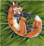  anthro canine fox heather_bruton male mammal nude plushie sleeping smile solo 