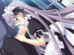  1boy 1girl censored fellatio game_cg handjob hilde indoors maid maid_headdress oral penis rpg_gakuen 