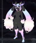  2018 anthro black_fur cosmog cuntboy digital_media_(artwork) fur fusion glowing glowing_fur hair hybrid intersex lagomorph legendary_pok&eacute;mon lopunny mammal nintendo nipples nude pok&eacute;mon pok&eacute;mon_(species) pok&eacute;mon_fusion pussy smile solo standing tanukiarts video_games white_eyes 