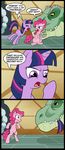  blue_eyes bowl comic cutie_mark dialog dialogue dinosaur english_text equine female feral friendship_is_magic hair horn horse lizard madmax mammal multi-colored_hair my_little_pony nom pink_body pink_hair pinkie_pie_(mlp) pony purple_body purple_eyes reptile scalie spoon text twilight_sparkle_(mlp) two_tone_hair unicorn vorarephilia vore yellow_eyes 