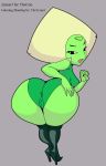  alien big_butt blonde_hair breasts butt cartoon_network clothed clothing female footwear gem green_skin hair high_heels humanoid legwear looking_at_viewer not_furry peridot_(steven_universe) presenting presenting_hindquarters pussy shoes solo steven_universe thecon thetyrant thick_thighs tight_clothing 