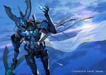  cloud flying gem highres horizon mecha no_humans original sky takayama_toshiaki weapon 