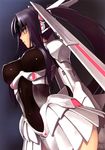 absurdres black_hair bodysuit breasts from_side hair_ornament highres large_breasts long_hair phantom_queen_ex-xecty ponytail shining_(series) shining_hearts silver_eyes solo tanaka_takayuki 