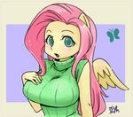  anthro anthrofied equine female fluttershy_(mlp) friendship_is_magic mammal my_little_pony pegasus shepherd0821 solo wings 