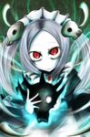  bloody_marie_(skullgirls) hair_ornament highres maid maid_headdress pale_skin red_eyes sangyou_haikibutsu_(turnamoonright) silver_hair skull_hair_ornament skullgirls turnamoonright 