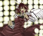  blurry bokeh depth_of_field microphone music mystia_lorelei rei_hana_(nachis514) short_hair singing solo stage_lights tegaki touhou 