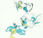  @_@ bag bandaid beedrill blue_(pokemon) butterfree charmeleon crying gen_1_pokemon hat highres holding long_hair lying medicine pidgeotto pikachu pokemon pokemon_(creature) pokemon_(game) pokemon_frlg porkpie_hat rattata sitting tail u4444 